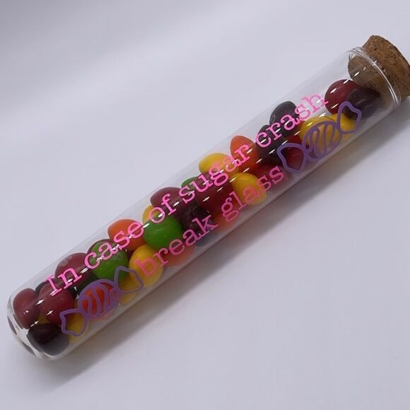 NWT Wool + Pepper Co. IN CASE OF SUGAR CRASH Glass Test Tube Gift - Picture 2 of 5